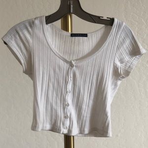 Brandy meliville white button down crop top